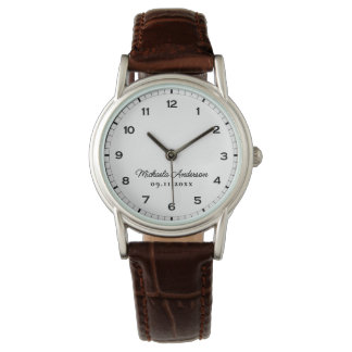 Minimalistischer Name und Datum eines eleganten Sk Armbanduhr