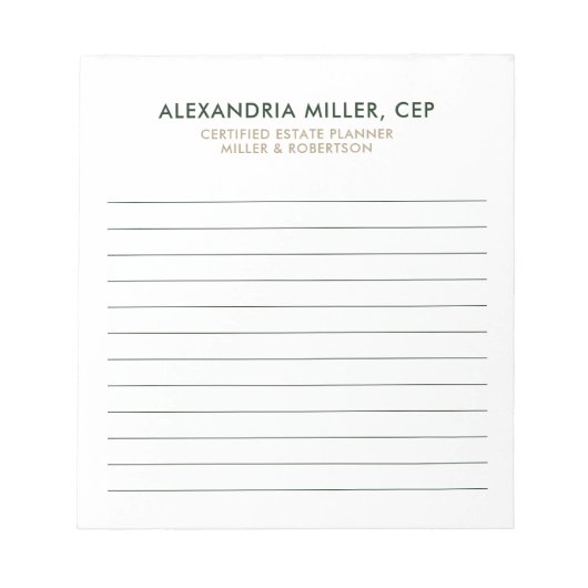 Minimalistischer Name Unternehmen Notizblock (Vorderseite)