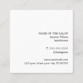 Minimalistischer natürlicher Schwarzer Haarsalon Quadratische Visitenkarte (Rückseite)