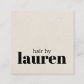 Minimalistischer natürlicher Schwarzer Haarsalon Quadratische Visitenkarte (Vorderseite)