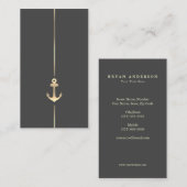 Minimalistischer Nautical-Gold-Anker Visitenkarte (Vorne/Hinten)