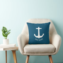 Minimalistischer Nautische Ankersee Blau Kissen