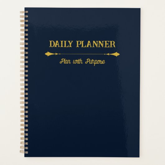 Minimalistischer Navy Blau Gold Planer (Vorderseite)