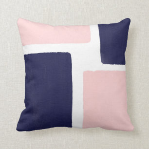 Minimalistischer Navy Blue Blush-Farbblock Kissen