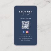 Minimalistischer Navy Blue QR Code Verbindung mit Visitenkarte (Vorderseite)