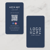 Minimalistischer Navy Blue QR Code Verbindung mit Visitenkarte (Vorne/Hinten)