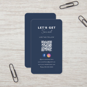 Minimalistischer Navy Blue QR Code Verbindung mit  Visitenkarte