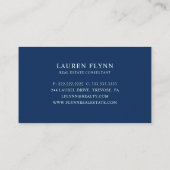 Minimalistischer Navy grenzt Real Anwesen Agent Visitenkarte (Rückseite)