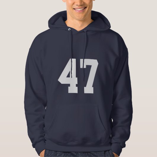 Minimalistischer Navyblauer Kapuzenpullover Nummer Hoodie (Vorderseite)
