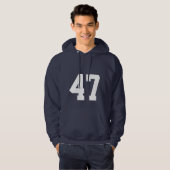Minimalistischer Navyblauer Kapuzenpullover Nummer Hoodie (Vorne ganz)