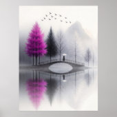 Minimalistischer Nebelbrücke Poster (Vorne)