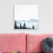Minimalistischer nebliger Bergwald Leinwanddruck (Insitu (Wohnzimmer))