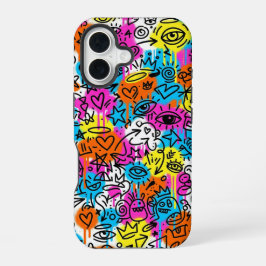 Minimalistischer Neon-Scribble-Doodle-iPhone-16-Ca iPhone 16 Hülle