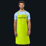Minimalistischer Neonchartreuse individuelle Name  Schürze<br><div class="desc">Minimalistisch Neon chartreuse grün leuchtend solide schlicht individuelle Name Text monogramm moderne Grill Grillen Küche Schürze. Vollständig anpassbarer schwarzer Text,  Name,  Zitat,  Phrase,  etc. Geeignet für Köche,  Koch,  Keramik,  Keramiken,  Handwerk,  Arbeit,  Küche,  Backen,  Grillen,  Grill,  sowie Geschäfte und Geschäfte,  etc.</div>