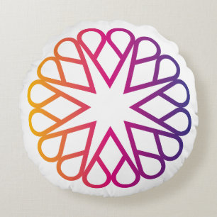 Minimalistischer Neonfarbverlauf Radial Blumenfoto Rundes Kissen