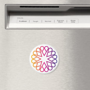 Minimalistischer Neonfarbverlauf Radialer Blüten Magnet