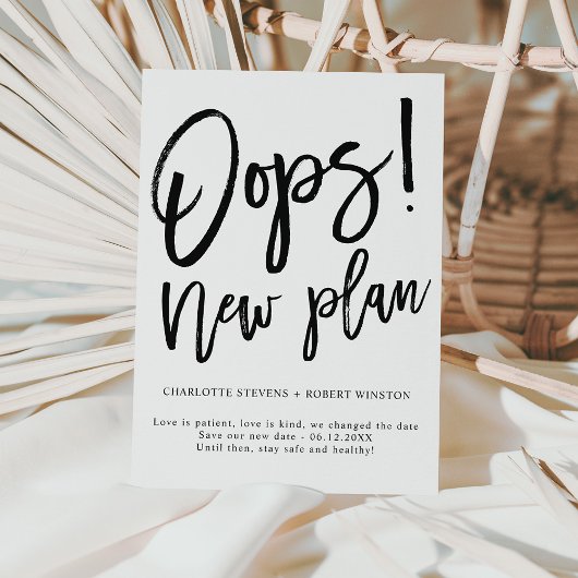 Minimalistischer neuer Plan Hochzeit ändern das Da Ankündigungspostkarte
