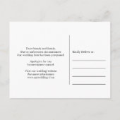 Minimalistischer neuer Plan Hochzeit Foto ändern d Ankündigungspostkarte (Rückseite)