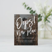 Minimalistischer neuer Plan Hochzeit Foto ändern d Ankündigungspostkarte (Stehend Vorderseite)