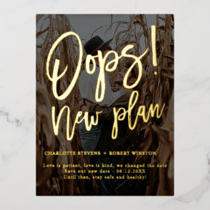 Minimalistischer neuer Plan Hochzeit Foto ändern d Folie Einladungspostkarte