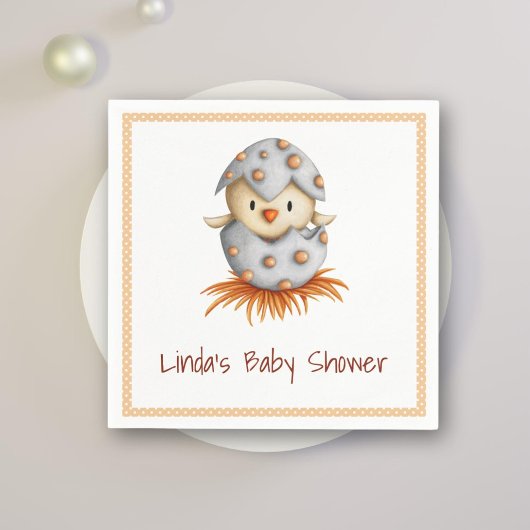 Minimalistischer neutraler Baby-Bird mit Babydusch Serviette