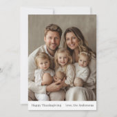 Minimalistischer neutraler Foto-Erntedank Einladung (Vorderseite)