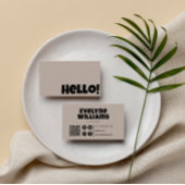 Minimalistischer neutraler QR-Code Hello Boho Retr Visitenkarte