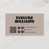 Minimalistischer neutraler QR-Code Hello Boho Retr Visitenkarte (Rückseite)