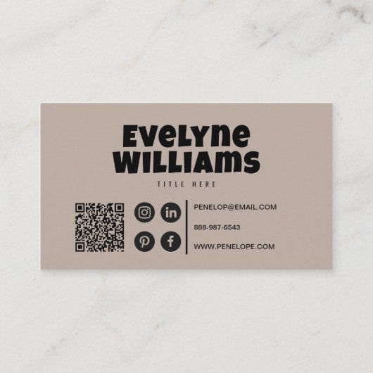 Minimalistischer neutraler QR-Code Hello Boho Retr Visitenkarte (Rückseite)