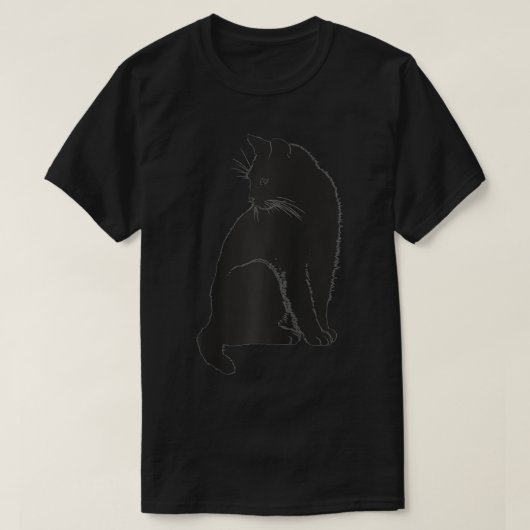 Minimalistischer Niedlicher Black Cat Eigentümer F T-Shirt (Design vorne)