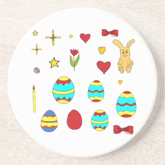 Minimalistischer Niedlicher Happy Oster Cartoon Getränkeuntersetzer (Vorne)
