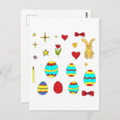 Minimalistischer Niedlicher Happy Oster Cartoon Postkarte (Vorne/Hinten)