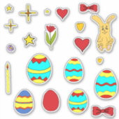 Minimalistischer Niedlicher Happy Osterfest Blume Aufkleber (Vorderseite)