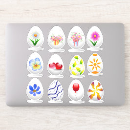 Minimalistischer Niedlicher Happy Osterfest Blume  Aufkleber