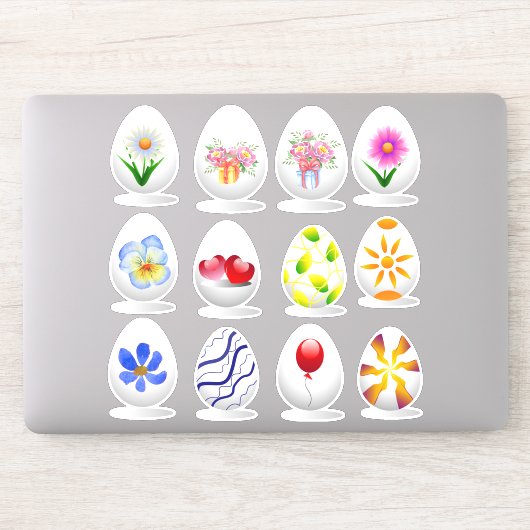Minimalistischer Niedlicher Happy Osterfest Blume Aufkleber (Computer)