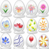 Minimalistischer Niedlicher Happy Osterfest Blume  Aufkleber (Vorderseite)