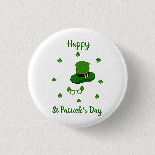 Minimalistischer Niedlicher Happy St Patrick's Day Button (Vorderseite)
