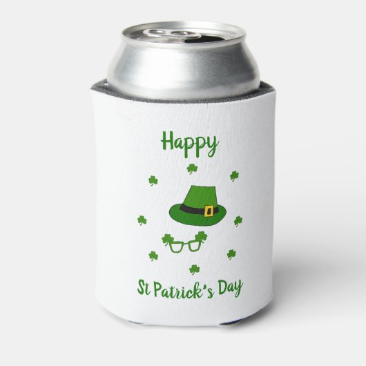 Minimalistischer Niedlicher Happy St Patrick's Day Dosenkühler (Kanne Rückseite)