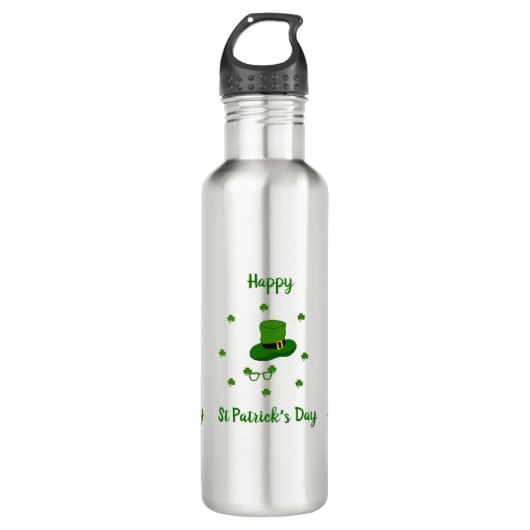 Minimalistischer Niedlicher Happy St Patrick's Day Edelstahlflasche (Vorderseite)