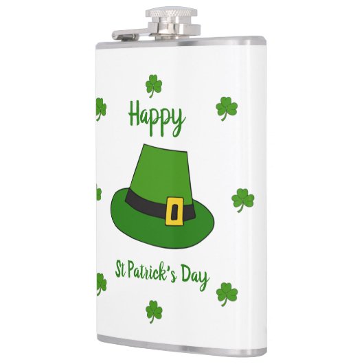 Minimalistischer Niedlicher Happy St Patrick's Day Flachmann (Links)