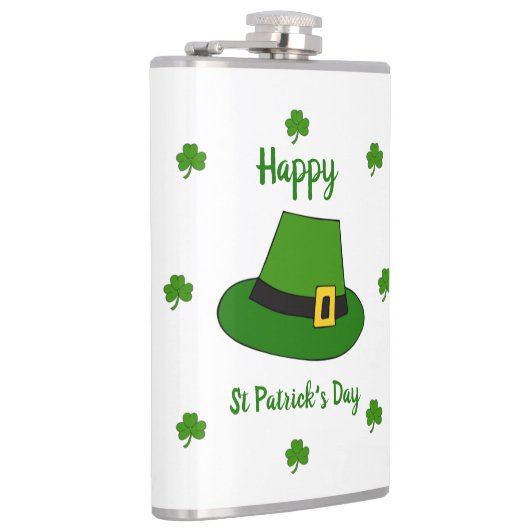 Minimalistischer Niedlicher Happy St Patrick's Day Flachmann (Rechts)