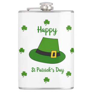 Minimalistischer Niedlicher Happy St Patrick's Day Flachmann