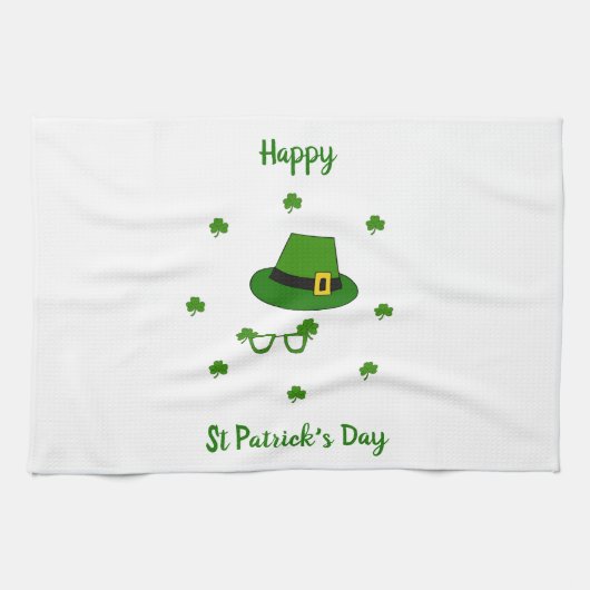 Minimalistischer Niedlicher Happy St Patrick's Day Geschirrtuch (Horizontal)