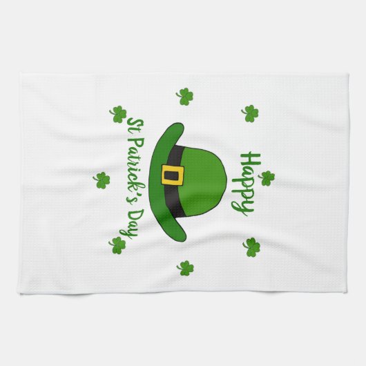 Minimalistischer Niedlicher Happy St Patrick's Day Geschirrtuch (Horizontal)