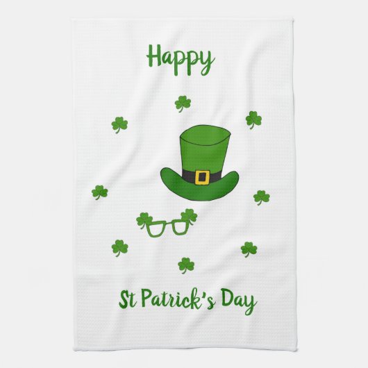 Minimalistischer Niedlicher Happy St Patrick's Day Geschirrtuch (Vertikal)