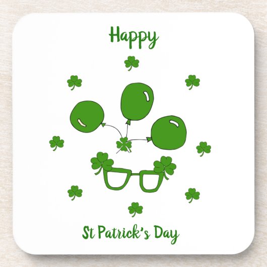 Minimalistischer Niedlicher Happy St Patrick's Day Getränkeuntersetzer (Vorderseite)