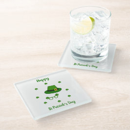 Minimalistischer Niedlicher Happy St Patrick's Day Glasuntersetzer