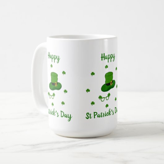 Minimalistischer Niedlicher Happy St Patrick's Day Kaffeetasse (Vorderseite Links)