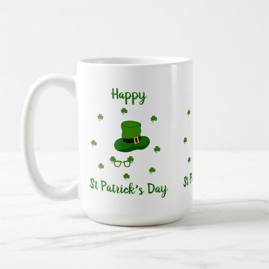 Minimalistischer Niedlicher Happy St Patrick's Day Kaffeetasse (Links)