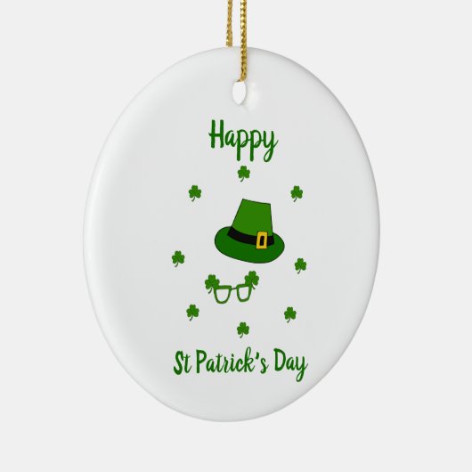 Minimalistischer Niedlicher Happy St Patrick's Day Keramik Ornament (Rechts)